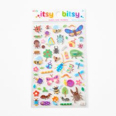 a pack of stickers with different types of animals and insects on it's side