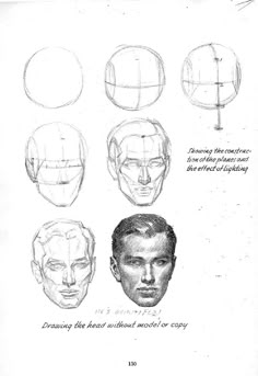 an image of the head and shoulders in different positions, with instructions for how to draw it