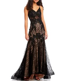 Prom Dresses | Dillard's Mermaid Formal Gowns, Prom Dress Inspo, Prom Dress Inspiration, Lace Mermaid, Prom Outfits, Mermaid Silhouette, Ball Gowns Prom, Mermaid Gown, Prom Dresses With Sleeves