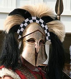 a close up of a person wearing a costume