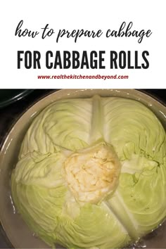 how to prepare cabbage for cabbage rolls in the crock pot with text overlay