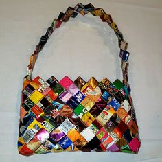 Handmade Wrapper Purse. One Of A Kind 10.5" X 7" X 2" Handle Is 20" Zipper Closure, No Pockets Inside. Bought From Artisan Vendor. Never Worn. No Tags On These Unique Pieces Of Art! Candy Wrapper Purse, Candy Wrapper, Candy Wrappers, Inside Pocket, Unique Pieces, Pink Blue, Custom Made, Art Pieces, Bag Lady