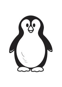 a black and white drawing of a penguin