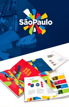 the brochure is designed to look like it has many different colors and shapes