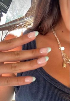 French Tip With Coloured Line, Sns Coloured French Tips, Colourful French Tips Square, French Tip Colours, Diff Color French Tips, 1.5 Blue French Tip, Coloured French Tips, Era Nails, Bali Nails