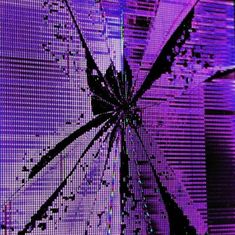 an image of a broken screen with purple light in the background and black lines on it