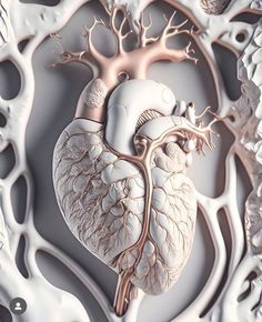 an image of a human heart in the middle of some white and silver material,