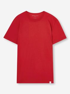 Our red Riley crew-neck t-shirt is cut from 100% fine gauge pima cotton for a luxurious essential. This super soft fabric is lightweight and breathable making it perfect for enjoying the sun in comfort. Our incredibly soft pima cotton is superior to standard cotton thanks to the extra long staple fibres which produce a more refined and silkier touch. These unique properties also ensure the fabric won't twist or pill and the vibrant colour lasts, wash after wash. The short-sleeve crew-neck design Solid Color Pima Cotton T-shirt For Everyday, Solid Pima Cotton T-shirt For Everyday, Everyday Pima Cotton T-shirt, Pima Cotton Short Sleeve T-shirt, Pima Cotton Crew Neck T-shirt, Classic Red Cotton T-shirt, Red Classic Cotton T-shirt, Red Relaxed Fit T-shirt, Classic Red Tops For Everyday