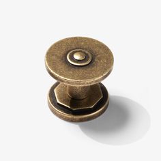 an antique brass door knob on a white background