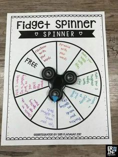 a spinning wheel with words on it and the word fidget - spiner written in different languages