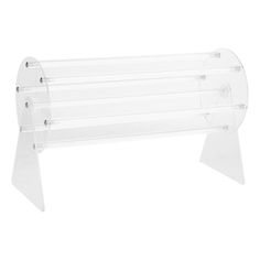 a clear plastic bench with three legs