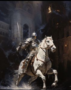 Medieval Knight Aesthetic, Cavalry Fantasy Art, Merlin Camelot, Dark Medieval Knight Aesthetic, Knight On A Horse, Dark Medieval Knight Art, Arthur Merlin, Fisher King, Knights Horses Medieval