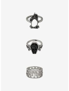 Social Collision Gothic Ring Set Gothic Ring Set, Social Collision, Right Arrow Icon, Gothic Ring, Location Icon, Gothic Rings, Fashion Details, Show Off, Hot Topic