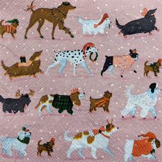 a pink blanket with dogs on it