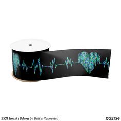 a roll of black tape with green and blue sound waves on it's side