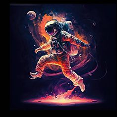 Outer Space Party 02 Astronaut Jumping - Matthias Hauser Astronaut Concept Art, Astronaut Concept, Neon Astronaut, R B Album Covers, Kids Room Makeover, Space Art Wallpaper, Galaxy Astronaut, Astronaut Tattoo