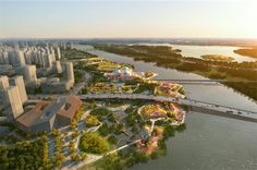 an artist's rendering of what the city will look like next to the river