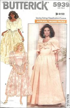 the butterick sewing pattern is shown in two different styles, one with ruffled sleeves and