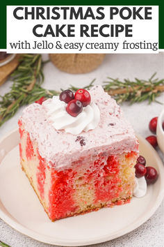 This Christmas poke cake is festive and delicious. It uses cranberries for both flavor and color, making it perfect for the holidays. You are going to love how easy it is to make and it is sure to leave an impression! #FeelingFestive24 Pineapple Poke Cake, Unfrosted Cake, Christmas Baking Recipes, Make Ahead Desserts, Poke Cakes, Jello Recipes