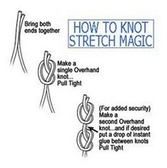 the instructions for how to knot a stretch magic rope with two hands and one hand