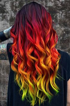 Vibrant and Fresh Two Tone Hair Colors Cool Multicolor Hair, Orange Hair Shades, Cool Brown Hair Color, Halloween Hair Dye, Fire Hair Color, Hilarious Halloween Costumes, Orange Ombre Hair, Cool Brown Hair