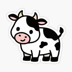 a black and white cow sticker