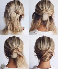 Tutorial chignon facile capelli corti Tutorial Chignon, Updo Bridesmaid, Hair Bride, Bridal Hair Updo, Elegant Wedding Hair, Hairstyles For Medium Length Hair Easy, Bridesmaid Hair Short