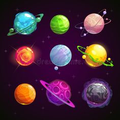 the solar system with eight planets and stars on a dark background stock photo, royalty illustration