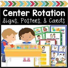 the center rotation signs, posters and cards for children to use in their classroom