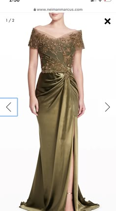 Mom Dress For Wedding, Marchesa Couture, Marchesa Dress, Drape Gowns, Off Shoulder Gown, Mom Dress, A Line Gown, Carpet Looks