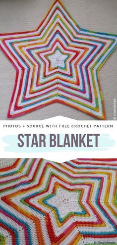 the star blanket is made with crochet yarn