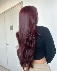 Long Red wine hair color 🫶 #redhair #redhaircolor #nychairstylist Dark Red Hair Blue Eyes, Emerald Green Hair Color, Cranberry Red Hair, Color Ideas For Hair, Long Burgundy Hair, Red Wine Hair Color, Wine Red Hair Color, Red Hair Long, Pelo Color Vino