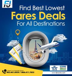 an advertisement for the best lowest fares in all destinations