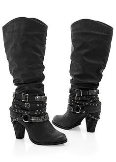 http://www.venus.com/viewproduct.aspx?BRANCH=7~75~&ProductDisplayID=34389 Faux Leather Knee-high Boots With Buckle And Round Toe, Gothic Knee-high Boots With Round Toe For Concert, Edgy Ankle-high Boots With Rivets, Edgy Knee-high Heeled Boots With Buckle Closure, Punk Ankle-high Moto Boots With Buckle Closure, Ugg Style Boots, High Quality Boots, Bota Country