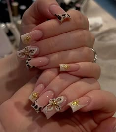 Cowboy Acrylic Nails, Nail Inspo Trendy French Tip, Challenging Nail Designs, Long Western Nails, Cherry And Cheetah Nails, Cowboy Theme Nails, Nail Inspo No Charms, Gelx Inspo Nails Simple, Nail Inspo Cheetah