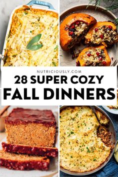 super cozy fall dinners with text overlay that reads 28 super cozy fall dinners