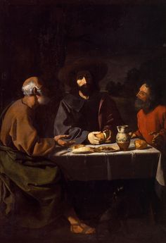 a painting of three people sitting at a table