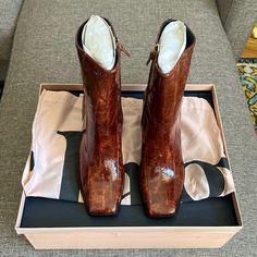 Size 36 Jaggar Boots Brand New - Never Worn Dustbag & Box Included :) Pixie Cut Styles, Chocolate Color, Boot Brands, Shoe Obsession, Pixie Cut, Cut And Style, The Label, Ankle Boot, Dust Bag