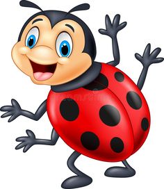 a ladybug cartoon character waving and smiling