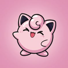 a pink wallpaper with a cartoon cat on it's face and tongue sticking out