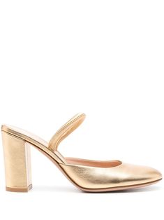 gold-tone calf leather smooth grain elasticated strap round toe branded leather insole 85mm block heel leather outsole Tone Calves, Chanel 2, Loafer Mules, Iconic Bags, Demi Fine Jewelry, Leather Mules, Flat Boots, Ballet Flat Shoes, Pump Sandals