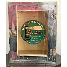 a glass box that has some type of label on it with the words life - time inside