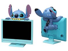 the littlest pet shop tv is next to an old computer monitor and toy elephant