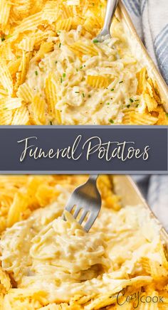 funeral potatoes topped with ruffled potato chips Potato Recipes Potluck, Potato Potluck Recipes, Christmas Pot Luck Dishes, Potluck Breakfast Potatoes, Easy Cheap Potluck Dishes, Potluck Cheesy Potatoes, Pot Luck Sides, Pot Luck Food, Church Casseroles Potlucks