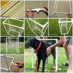 the instructions for how to make a dog gate out of plastic pipes and pipe holders