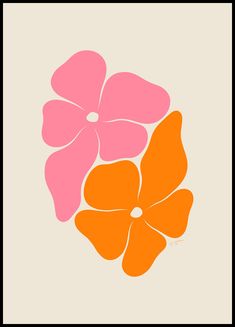 an orange and pink flower on a beige background