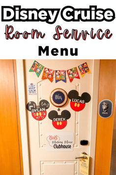 the door to mickey mouse's room service menu