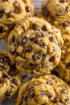 chocolate chip cookies piled on top of each other