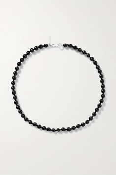 Black Tiny silver onyx necklace | SOPHIE BUHAI | NET-A-PORTER Elegant Hand-strung Obsidian Jewelry, Elegant Onyx Hand-strung Necklaces, Elegant Onyx Hand-strung Necklace, Elegant Hand-strung Onyx Necklaces, Elegant Hand-strung Onyx Necklace, Sophie Buhai Jewelry, Arm Candies, Crystal Necklace Silver, Sophie Buhai