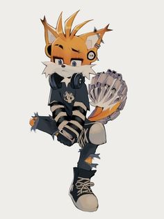 a cartoon fox holding a baseball glove